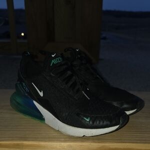Nike Black and Teal Sneakers with Blue Sole